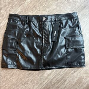 Fashion Nova Act Up Faux Leather Cargo Mini Skirt - Black